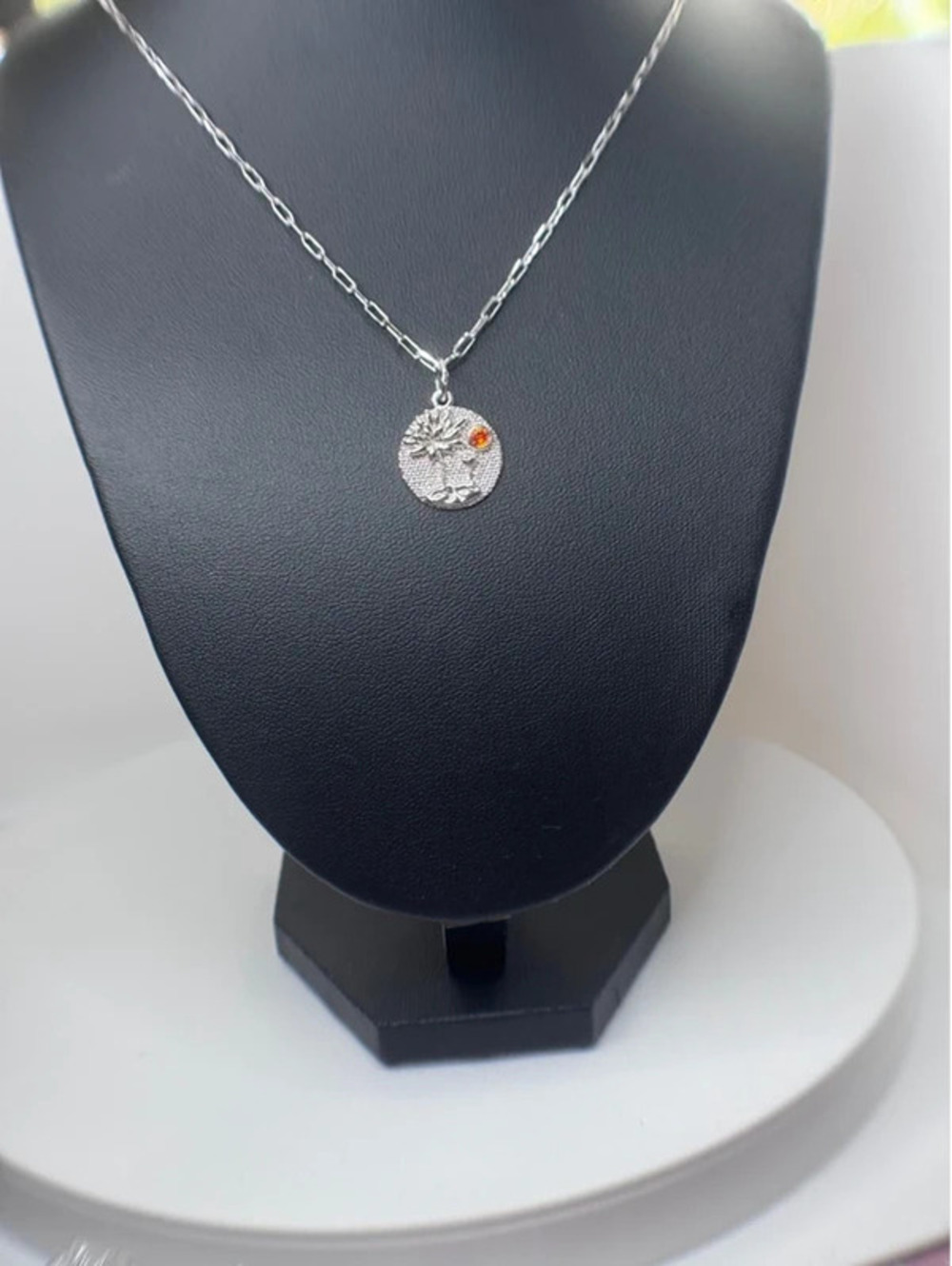 18k gold plated birth stone flower necklace